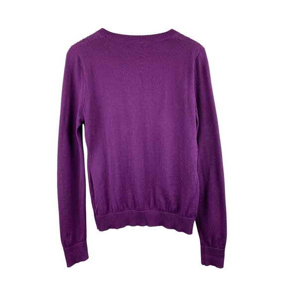 Central Park West Womens Purple Cardigan Sweater M With Sequin Detail - Picture 2 of 5